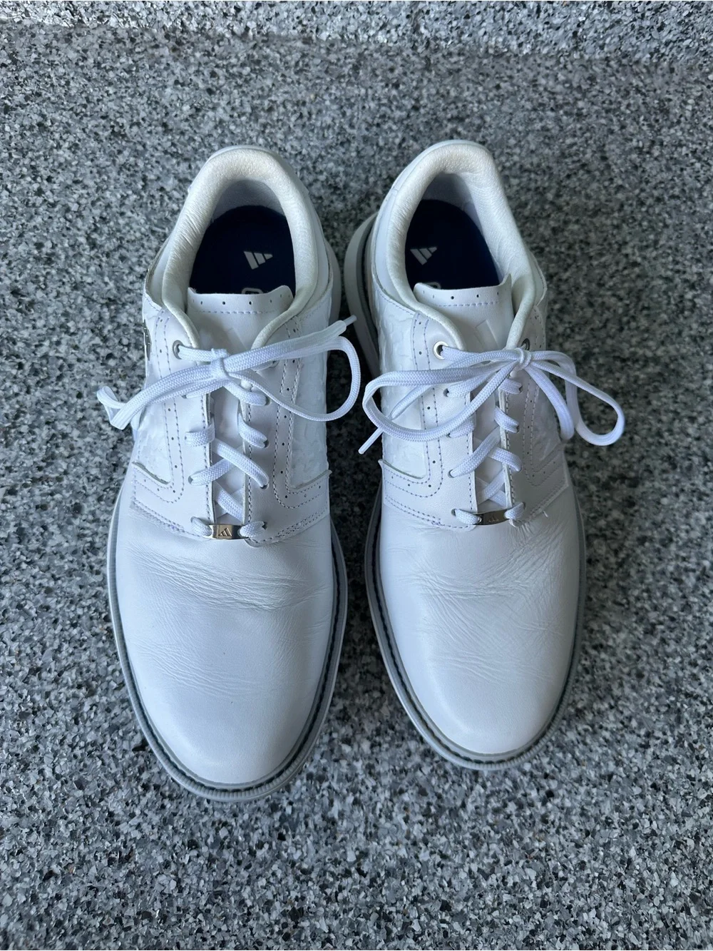 White Adidas Men's Leather Golf Shoes